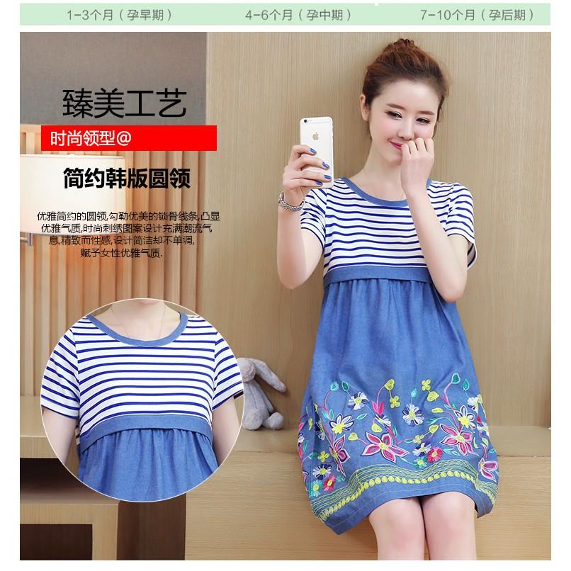 Đầm béo/ Váy béo size 2XL - Đầm bầu xanh vải thô