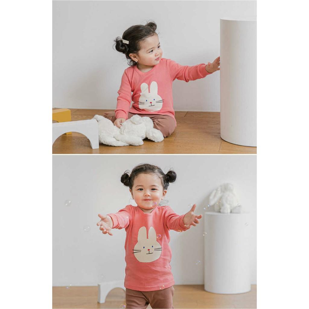 ĐỒ BỘ DÀI TAY CAO CẤP TRẺ EM CỦA HÃNG CORDI-I NỘI ĐỊA HÀN, CHẤT THUN COTTON ORGANIC, MẪU THỎ CAM