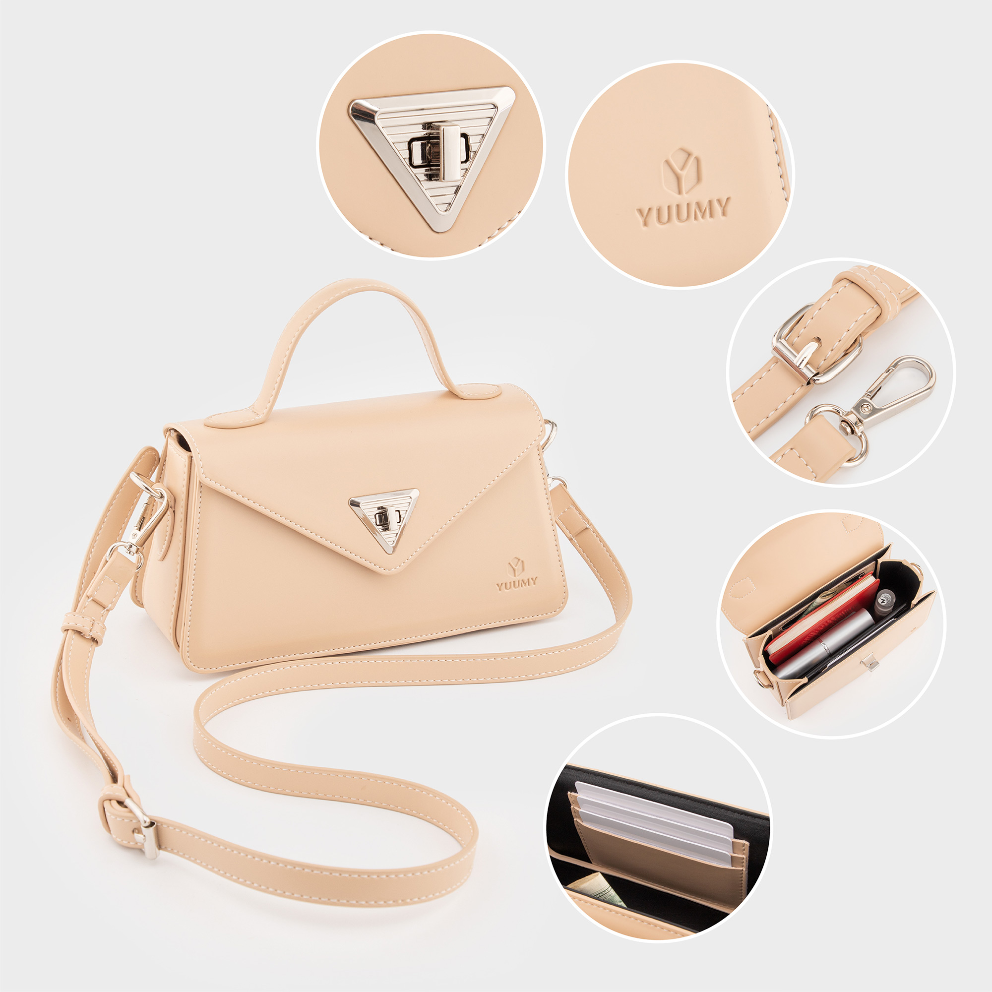 Túi Yuumy ( Thời trang nữ phối khóa xoay kim loại sang trọng size 22 - Túi đeo chéo da Smooth YN243 )