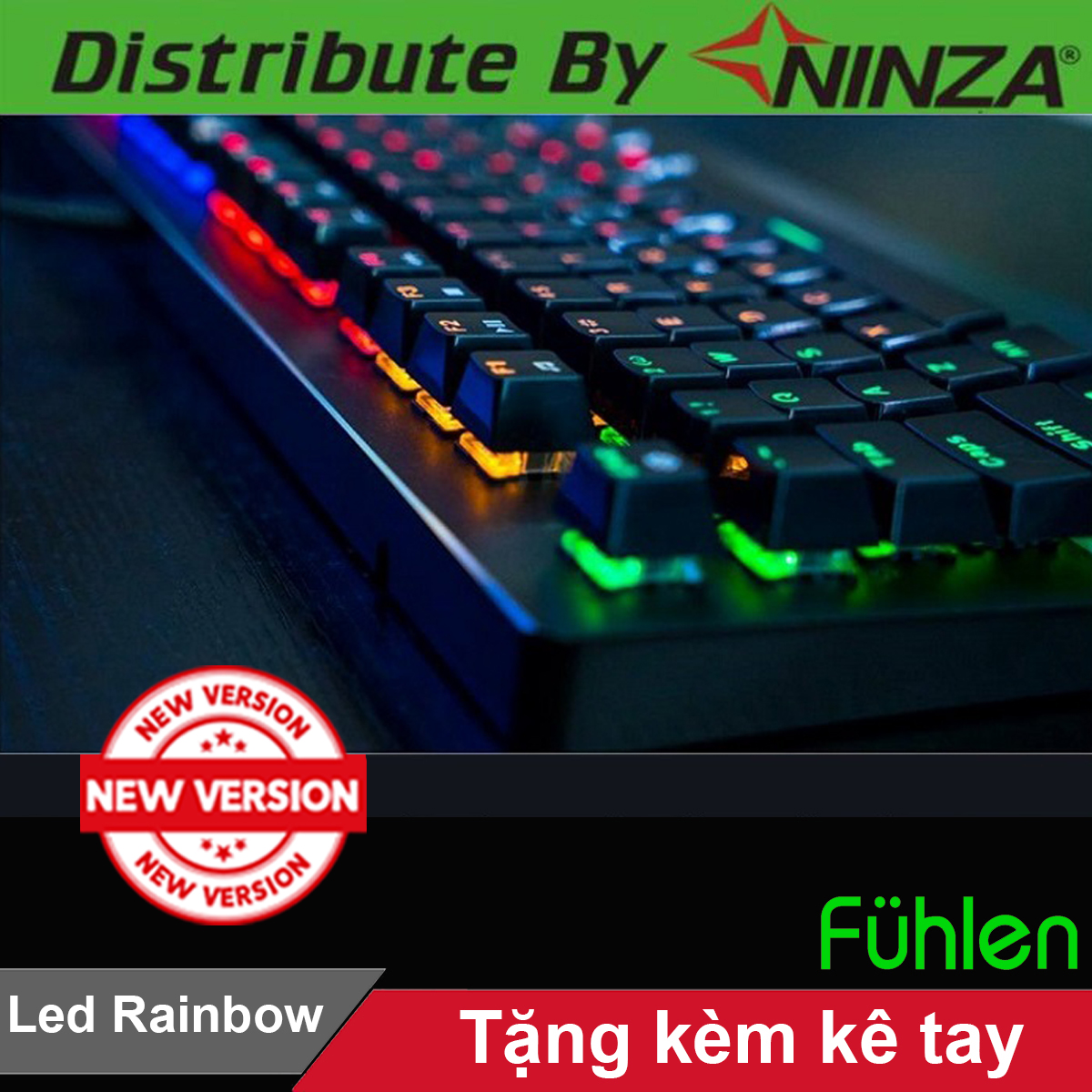Bàn phím cơ gaming có dây Fuhlen G900l Led Rainbow Blue Switch tem Ninza - Hàng chính hãng