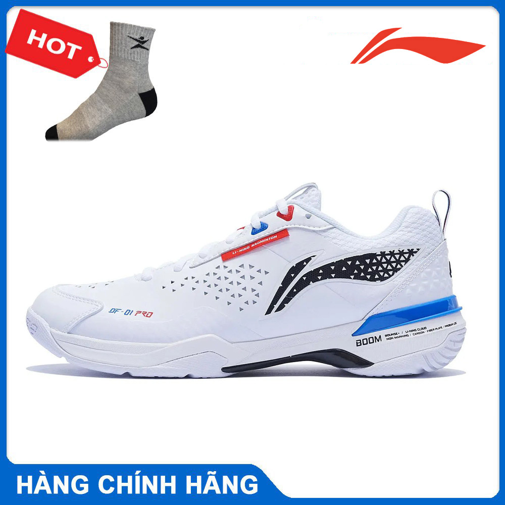 Giày thi đấu cầu lông chính hãng chuyên nghiệp lining có độ bật cao nhẹ Daofeng PRO AYAT005-1 mẫu mới cho nam màu trắng-tặng tất thể thao bendu