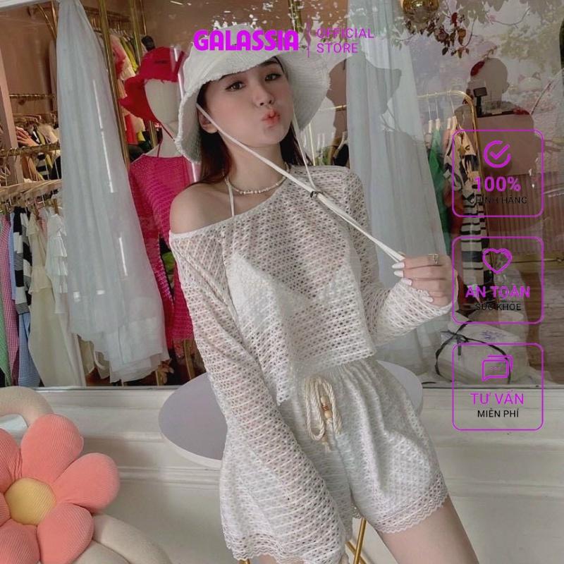 Đồ bơi nữ 3 món kín đáo set bikini ren thời trang đi biển sexy siêu đẹp GALASSIA