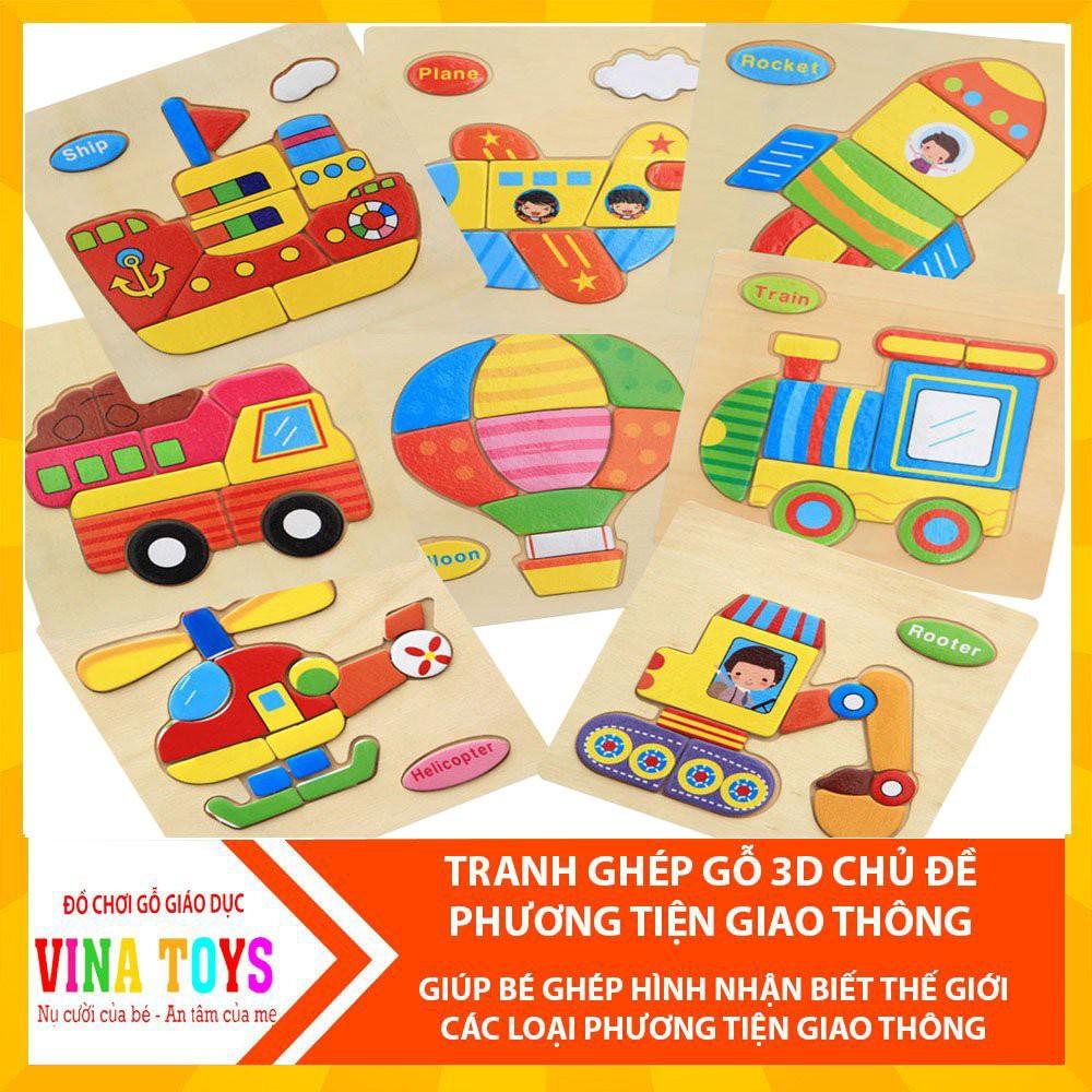 Đồ Chơi Giáo Dục Tranh Ghép Gỗ Hình Phương Tiện Giao Thông Gỗ Nổi - Đồ Chơi Gỗ Thông Minh