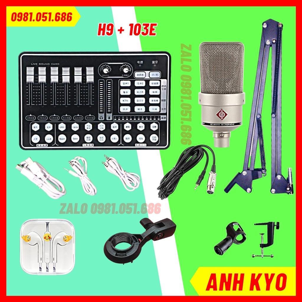 Bộ Mic Thu Âm 103E Cao Cấp &amp; Sound Card H9 Bluetooth Âm Thanh Cực Hay, Dễ Dàng Sử Dụng Cam Kết Bảo Hành