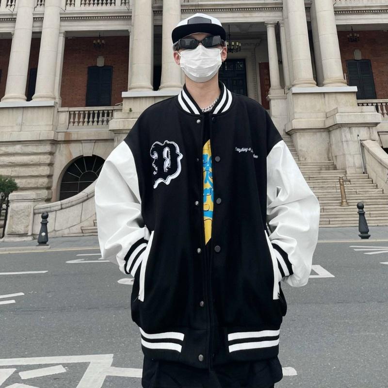 Hình ảnh Áo bomber nam nữ nỉ bông unisex khoác gió jacket cúc bấm form rộng local brand ulzzang phong cách hàn quốc đep Chữ D