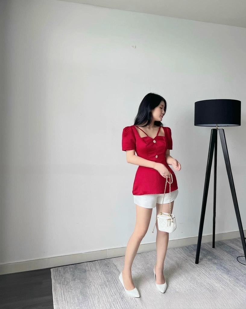 ÁO PEPLUM TAPTA PHỐI NÚT  14169