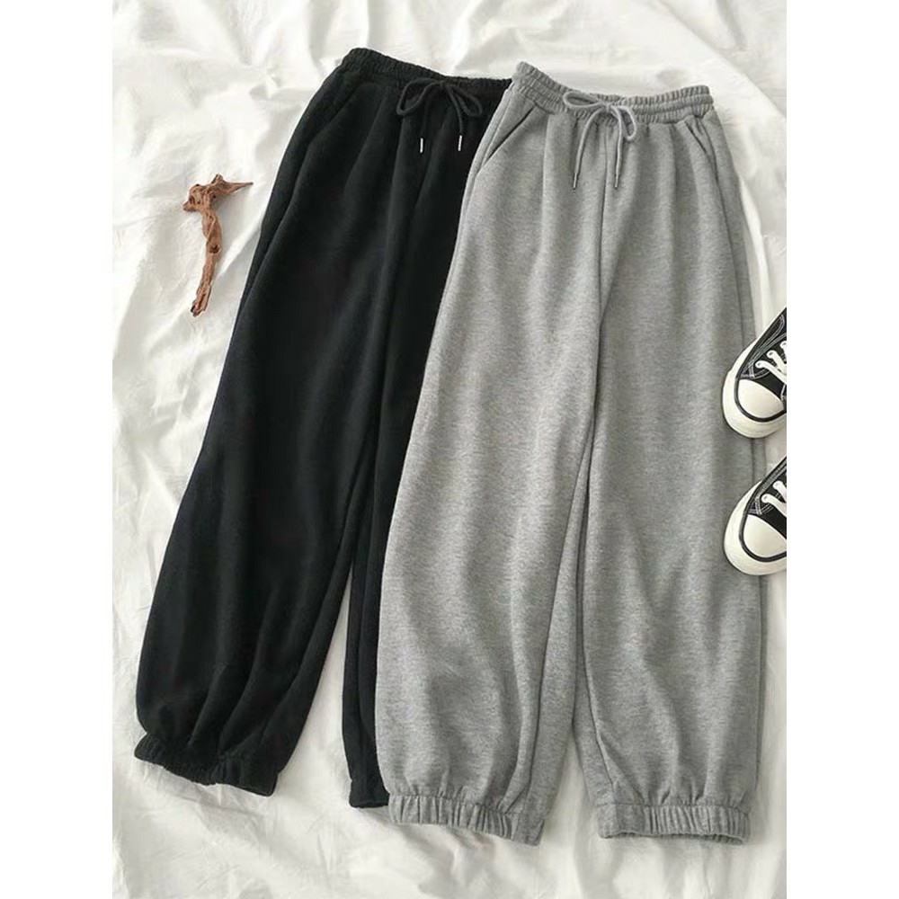 Quần jogger nữ, quần jogger bo gấu trơn vải thun da cá 2 màu