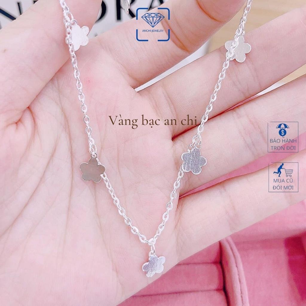 Vòng chân nữ bạc thật mẫu mới mix mặt cười( cánh bướm, bông sen, bông tuyết, xe đạp), Anchi jewelry