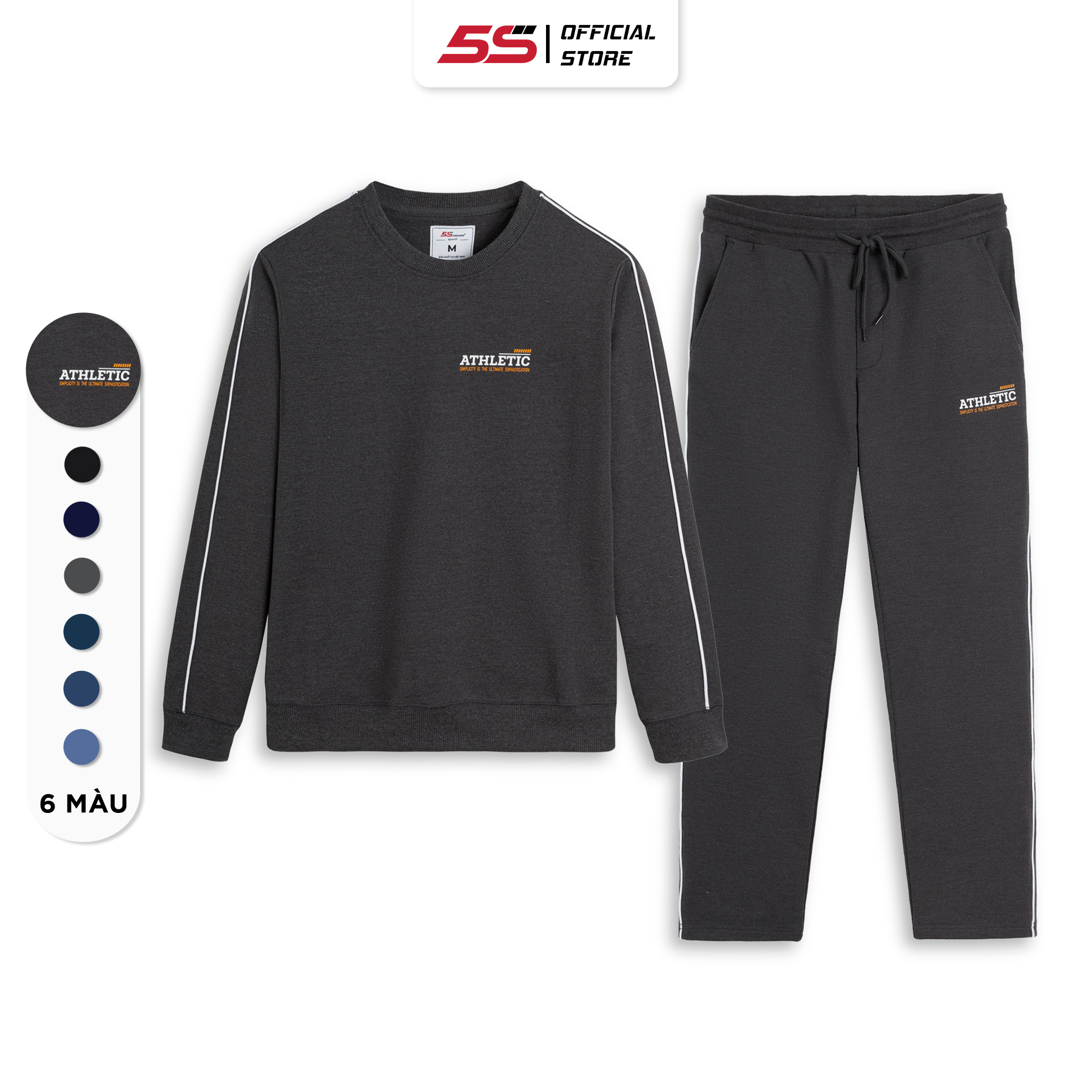 Bộ Quần Áo Nam Thu Đông Chất Nỉ 5S ATHLETIC , Dày Dặn, Giữ Ấm, Co Giãn, Thiết Kế In Trẻ Trung