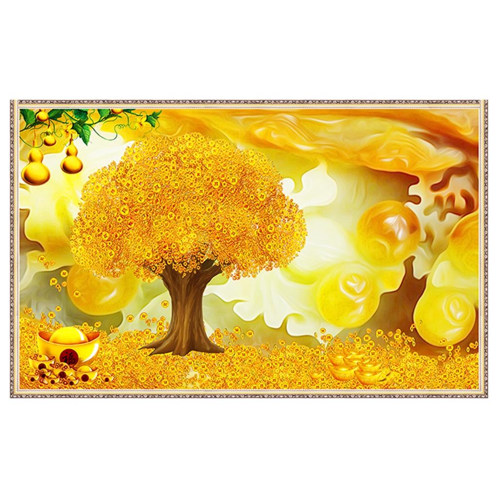 Tranh Tài lộc - cây tiền, rước vượng khí vào nhà - in decal giả khung