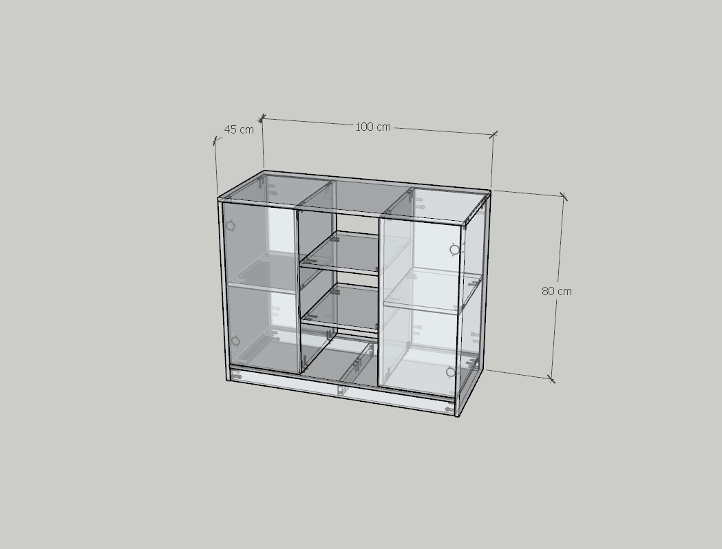 HAPPY FURNITURE , Tủ lưu trữ 2 cửa mở - MERI , TCM_255 , 100cm x 45cm x 80cm DxRxC