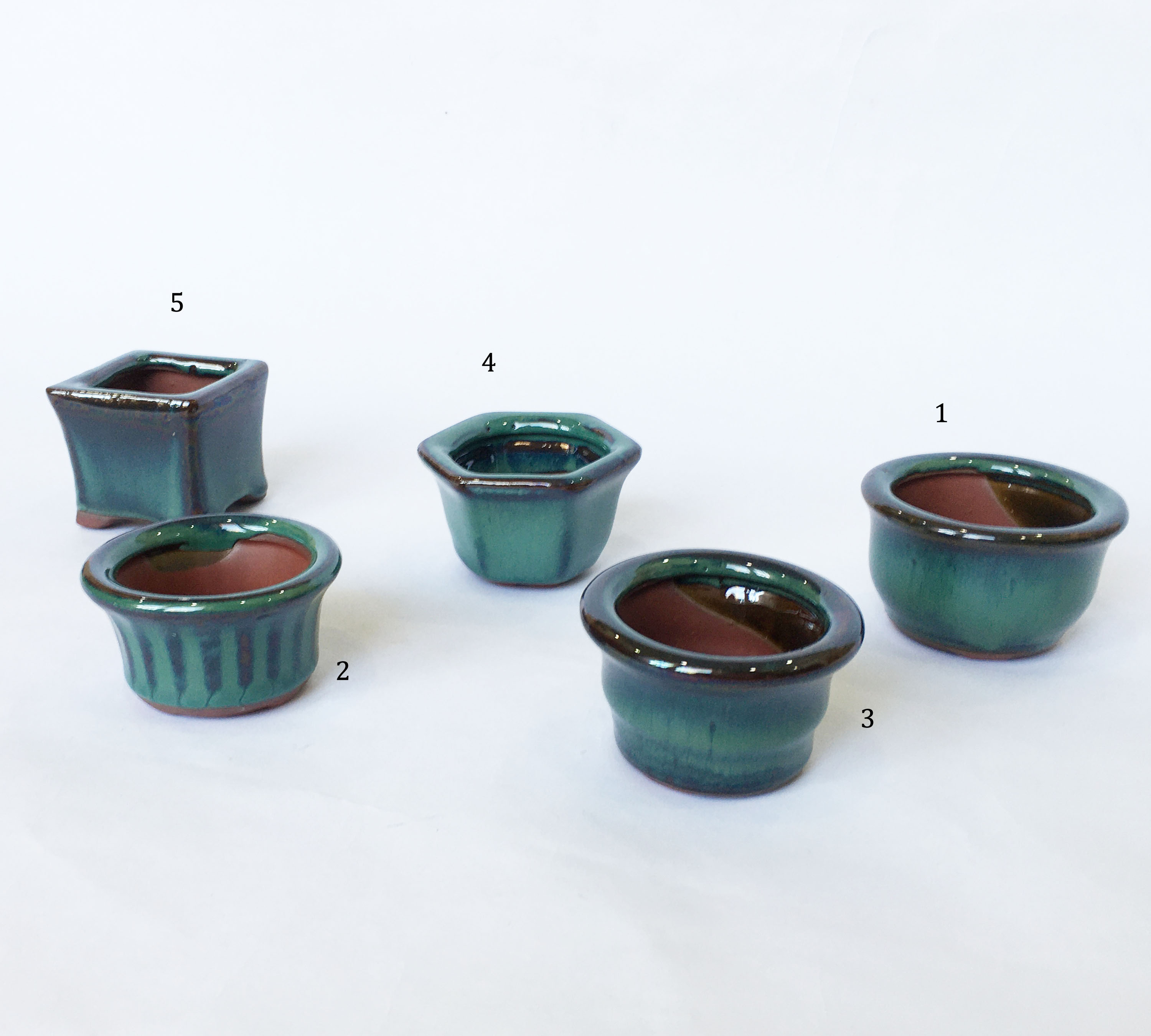 Combo 5 Chậu gốm sứ Bát Tràng làm chậu trồng bonsai, sen đá men hỏa biến có lỗ