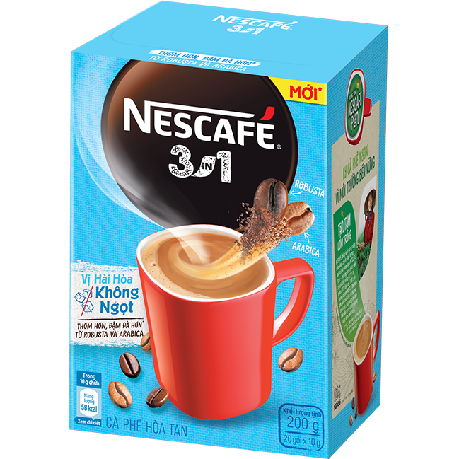Combo 2 hộp cà phê hòa tan Nescafé 3in1 vị hài hòa không ngọt - mới (Hộp 20 gói) - [Tặng 1 bình Inochi]