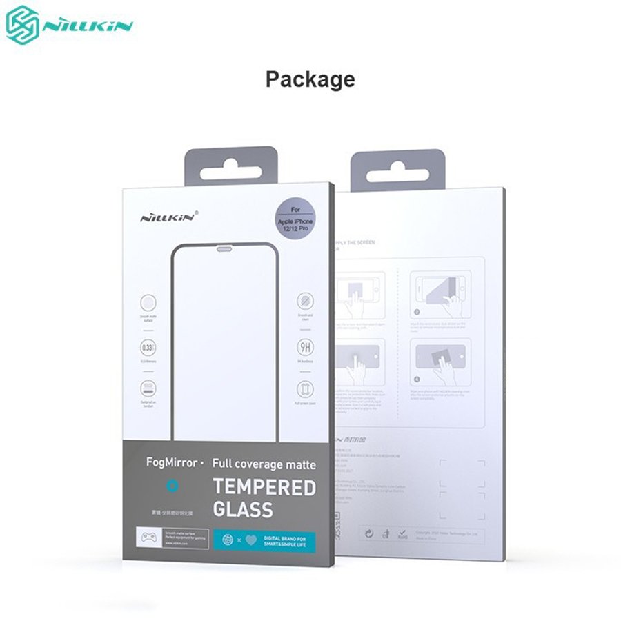 Kính Cường Lực chống vân tay Nillkin Glass FogMirror 2.5D cho Iphone 12/12 Pro (6.1) - 12 Pro Max (6.7) - Hàng Chính Hãng