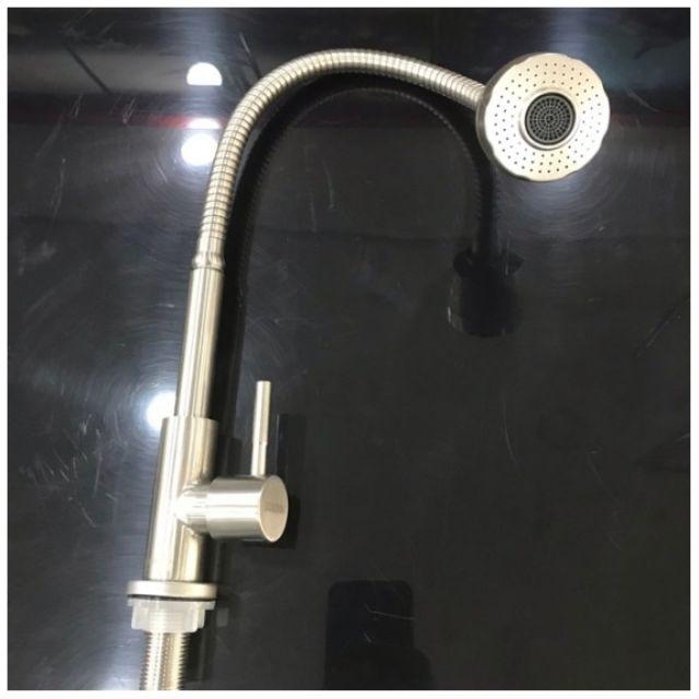 Vòi rửa bát lò xo đơn lạnh Inox 304