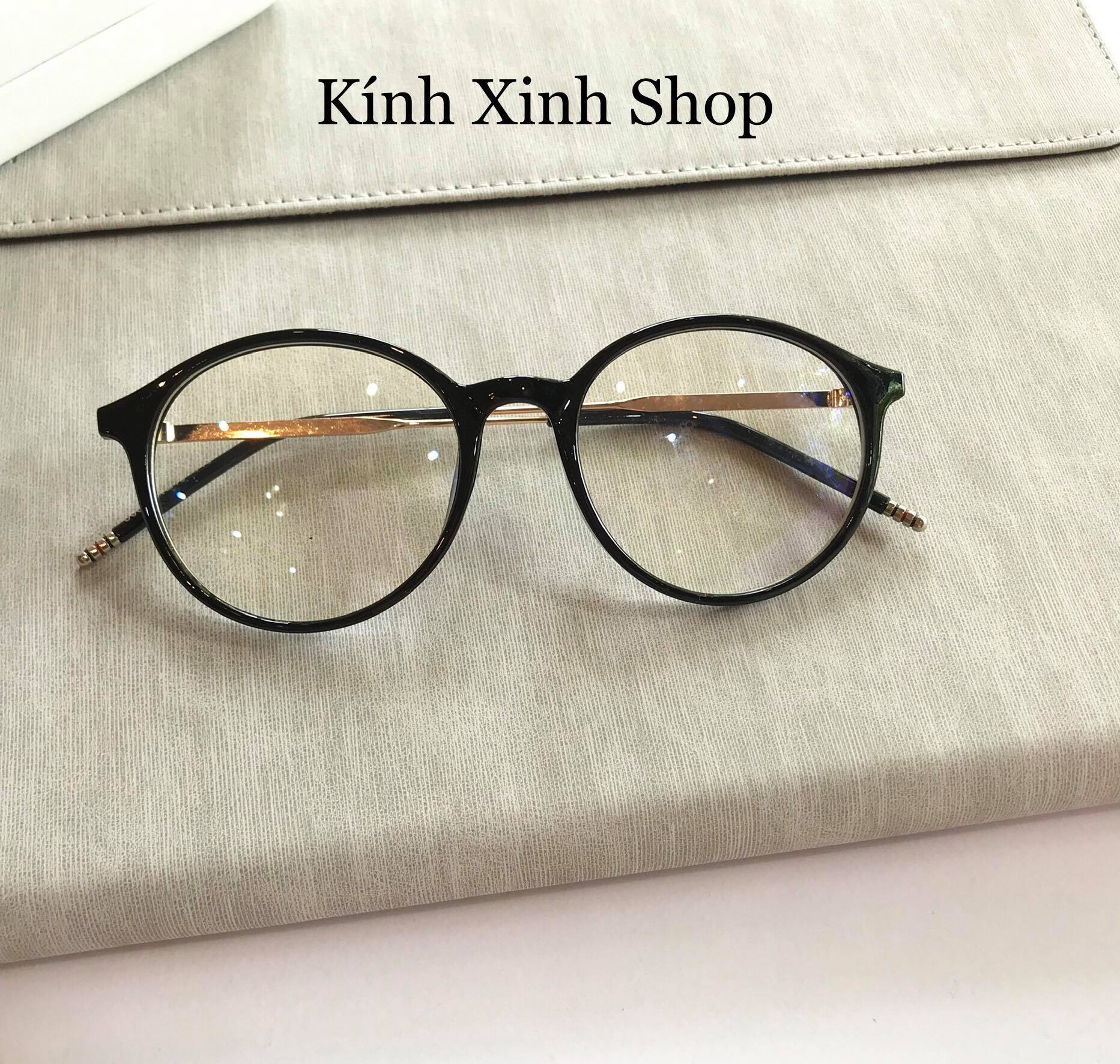 Kính Giả Cận, Gọng Kính Cận Nam Nữ Mắt Tròn Gọng Kim Loại Hàn Quốc Chống Nắng UV - KĨNH XINH SHOP