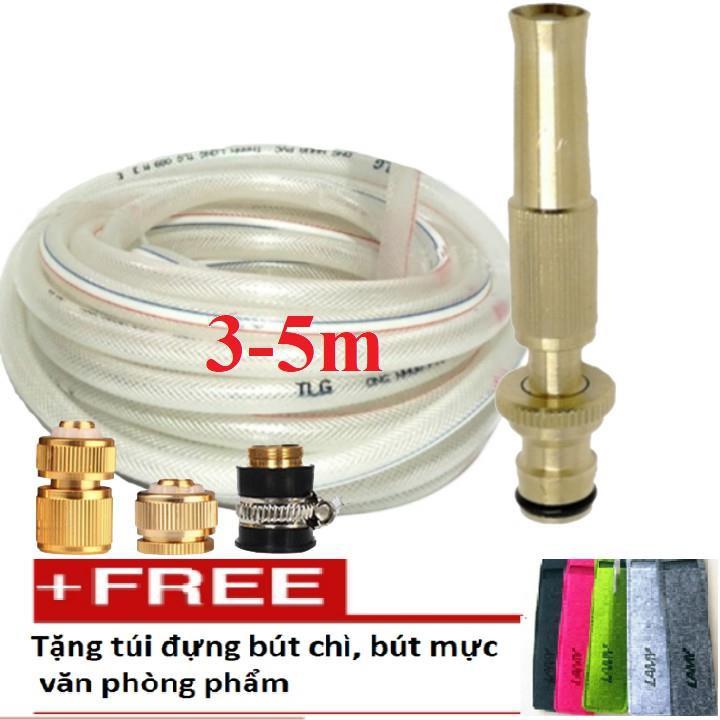 Bộ dây vòi xịt nước rửa xe, tưới cây . tăng áp 3 lần, loại 3m, 5m 206587Yđầu đồng,cút đồng+ tặng túi đựng bút