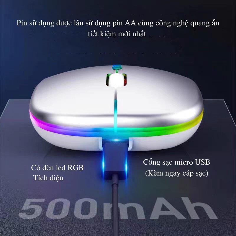 Chuột Bluetooth Không Dây Máy Tính TEKKIN A10 Có Thể Sạc Lại Click Không Gây Ồn - hàng nhập khẩu - Chuột A10 Bạc