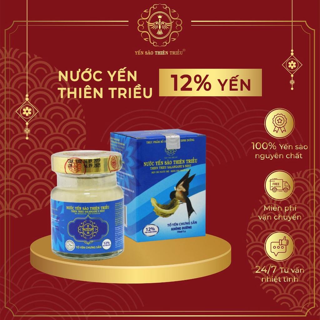 Nước yến sào cao cấp 12% yến tươi không đường nguyên chất hộp 1 lọ, 70ml - Yến sào Thiên Triều