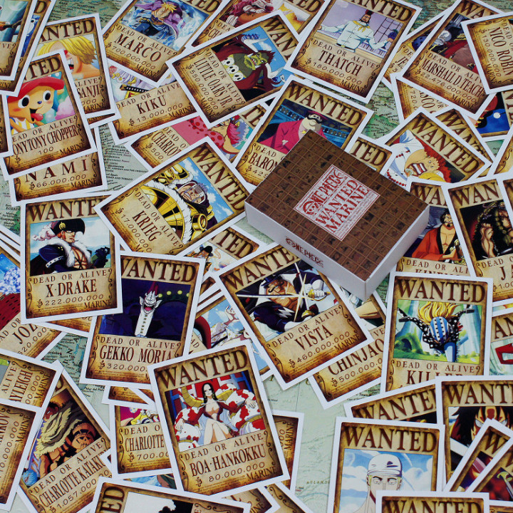 Bộ 100 tấm Poster mini truy nã One Piece cực đẹp size A6