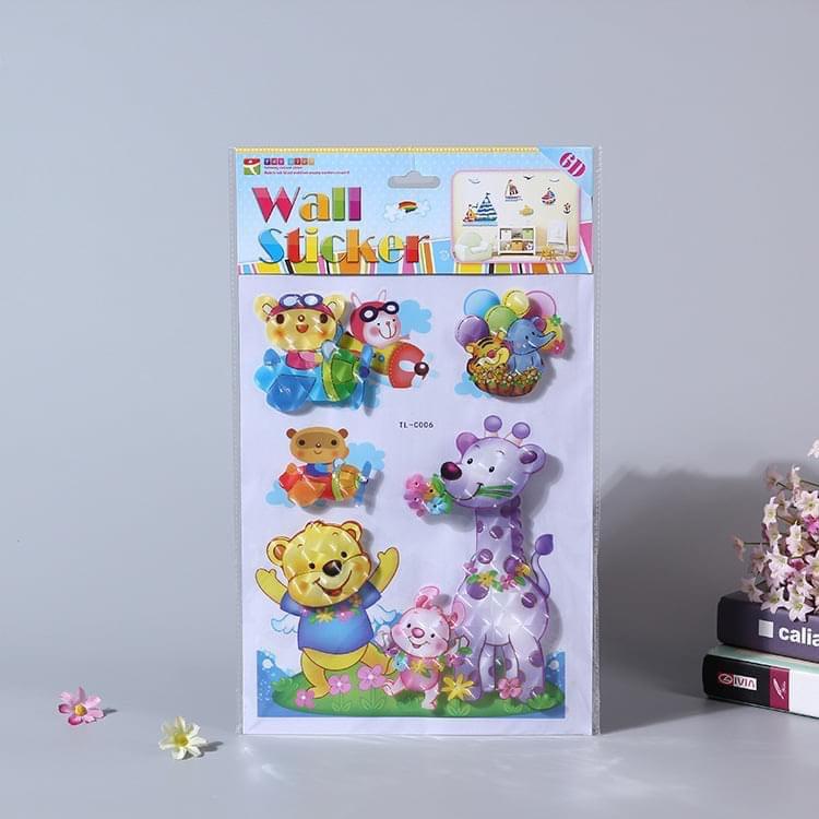 Decal dán tường động vật nổi 5D cho bé, hoạt hình nghộ nghĩnh, có video hình thật