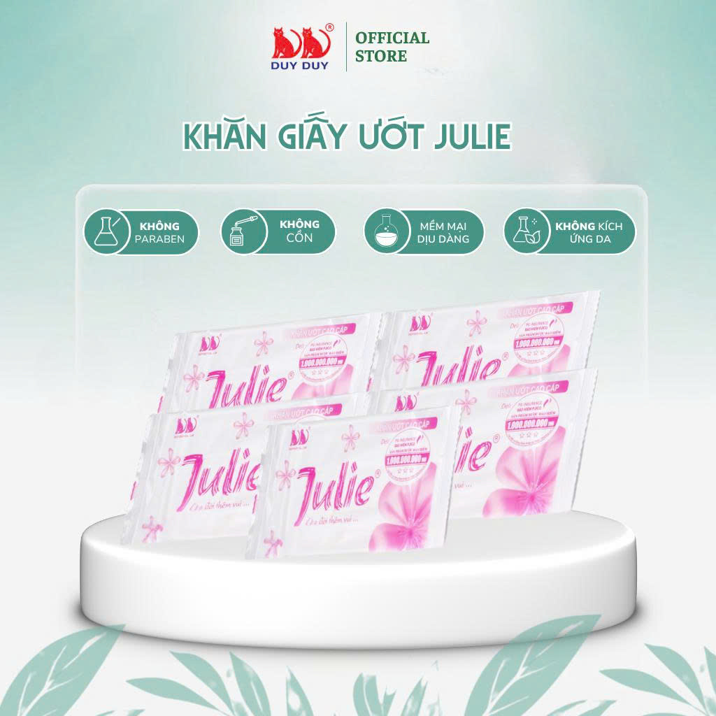 Khăn lạnh dùng một lần Julie vải lưới 20 cái 18x20cm hương hoa hồng không hóa chất