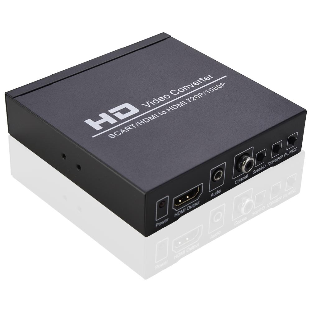 SCART/HD to HD Video Converter Support 720P/1080P Switch PAL/NTSC Switch SCART HD Input HD 3.5mm Audio Coaxial Output