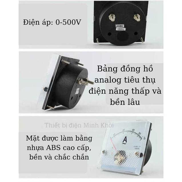 Đồng hồ đo vôn kế xoay chiều mặt 80 Bew DC , dòng điện ampe, Đồng hồ lắp đặt tủ điện