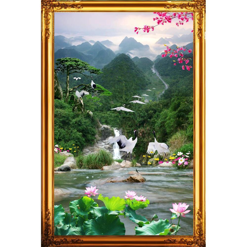 Tranh dán tường 3D phong thủy - thác nước