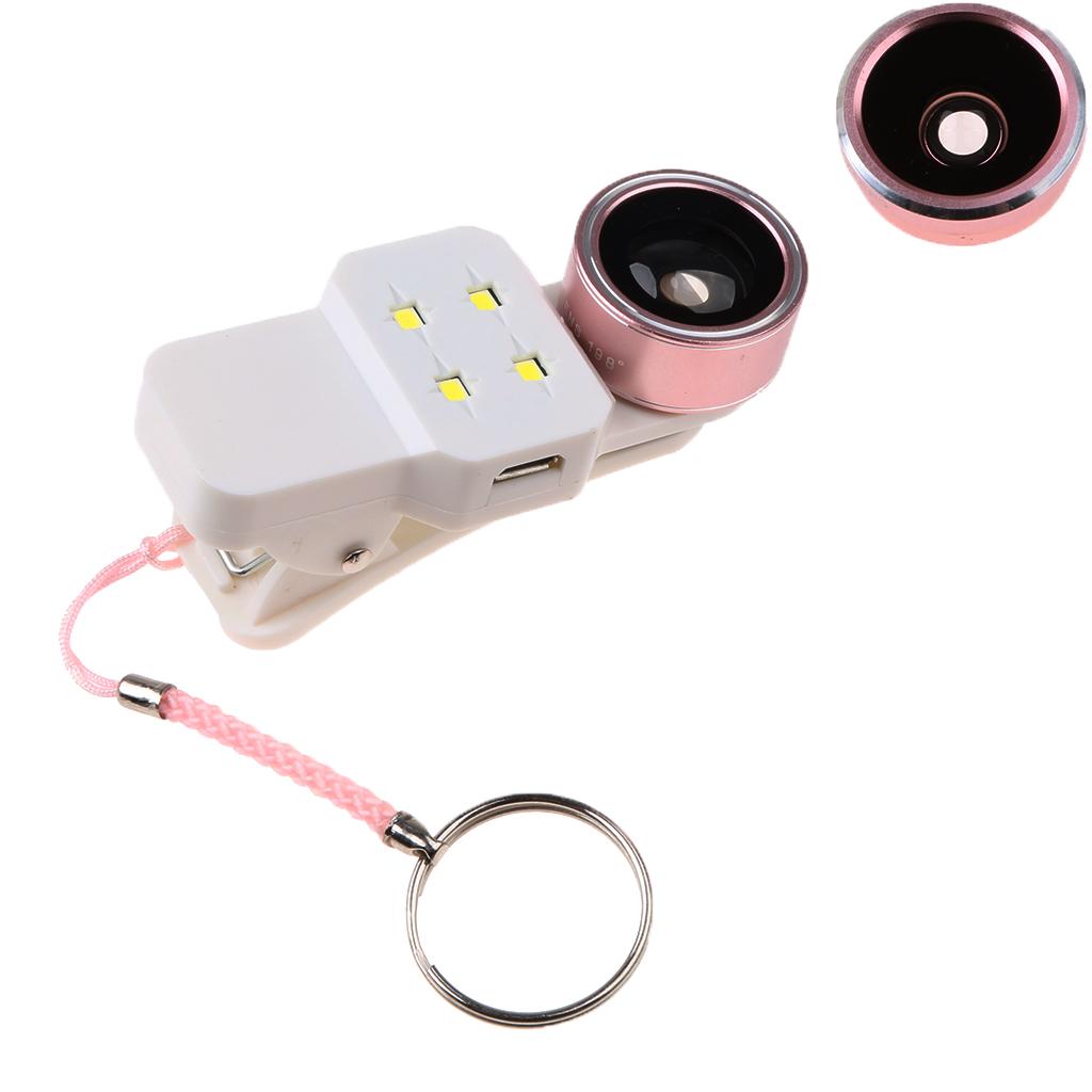 Clip On Camera Lens with LED Light for Mobile Phone/Tablet