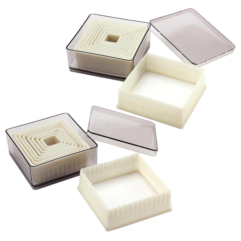 2X Square Cookie Cutter Nylon Fondant Cutter Set Biscuit Cutter Set with Case 1