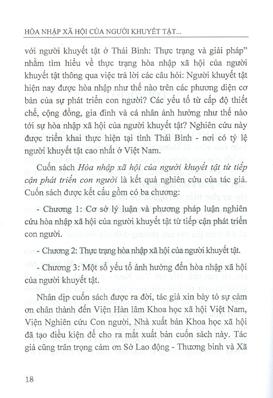 Hòa Nhập Xã Hội Của Người Khuyết Tật Từ Tiếp Cận Phát Triển Con Người (Sách Chuyên Khảo)