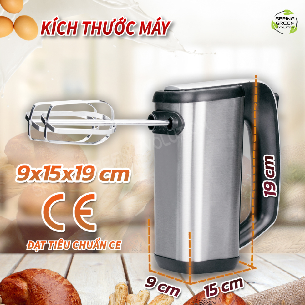 Máy Đánh Trứng/ Máy Trộn Thực Phẩm Cầm Tay Elon Mixer. Giá Hấp Dẫn, Trộn Nhanh Mọi Thực Phẩm, Dễ Thao Tác Với 5 Tốc Độ Trộn. Hàng Nhập Khẩu Cao Cấp Chính Hãng SGE Thailand. Máy Được Tặng Kèm 2 Đầu Trộn Cánh Quạt Và 2 Đầu Trộn Móc