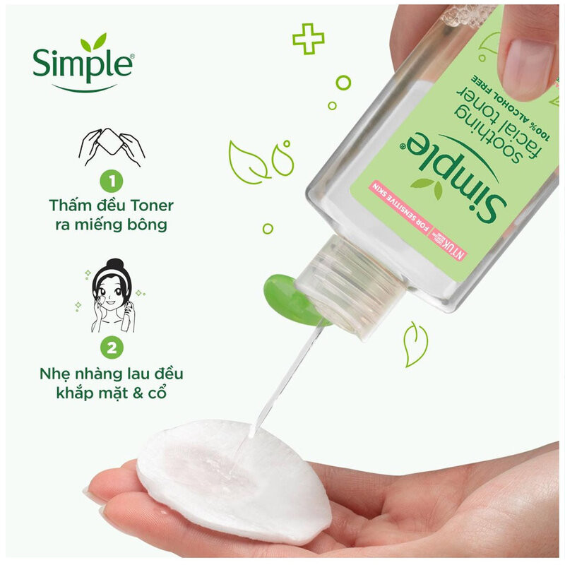 Combo dưỡng da dịu nhẹ, sạch sâu Simple (Tẩy trang + Sữa rửa mặt + Toner + Sữa dưỡng)