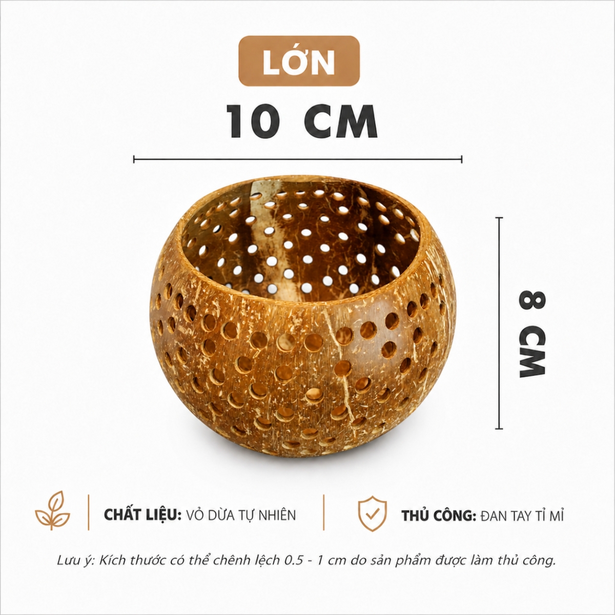 Đèn Nến Gáo Dừa Tealight ANKAN Kiểu Caro Handmade Vintage – Decor Trang Trí, Ánh Sáng Thư Giãn