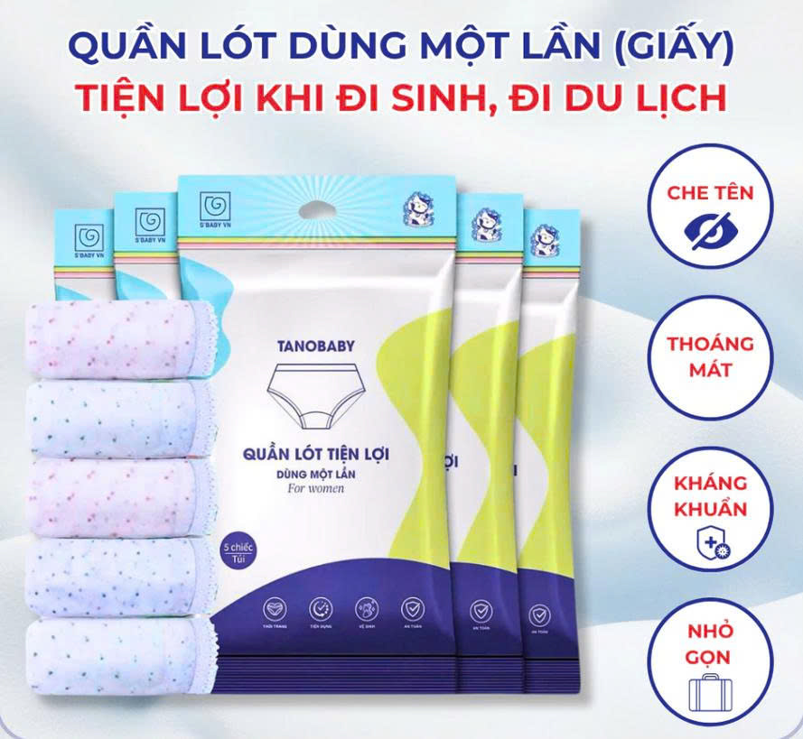 Combo 5 quần lót nữ du lịch dùng 1 lần Size L 45-55kg