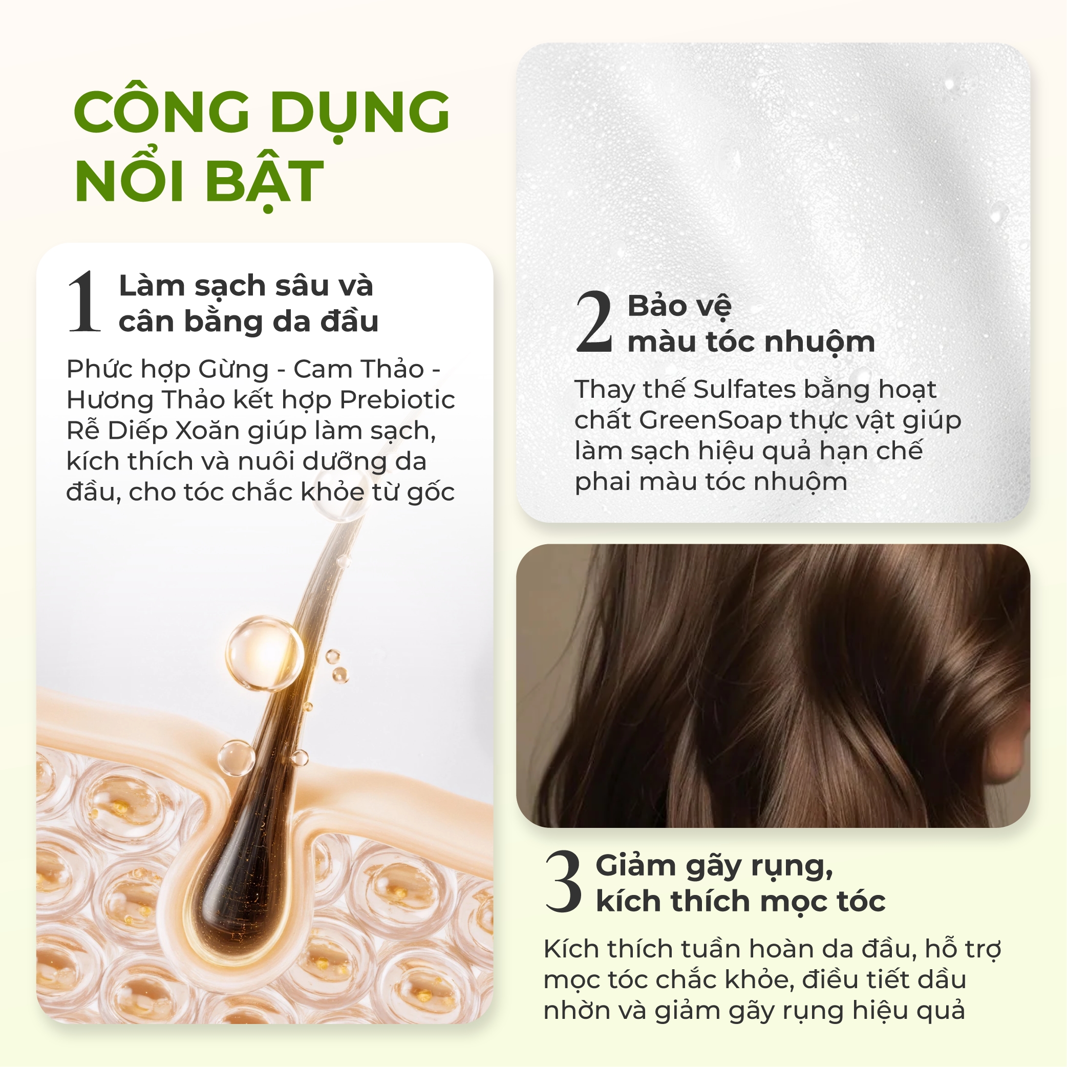 Dầu Gội Gừng Cam Thảo Heebee’s Sạch Da Đầu, Ngăn Gãy Rụng, Kích Thích Mọc Tóc, Suôn Mượt, Bảo Vệ Màu Nhuộm 300/500ml