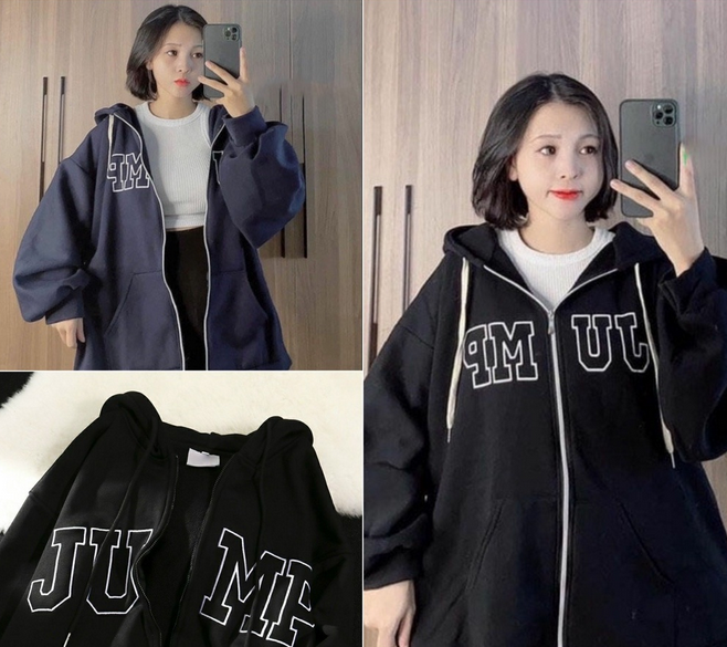 Áo Khoác Hoodie Trơn In Chữ JUMP 2 Màu Đen Xanh Nam Nữ Phong Cách Ulzzang Unisex