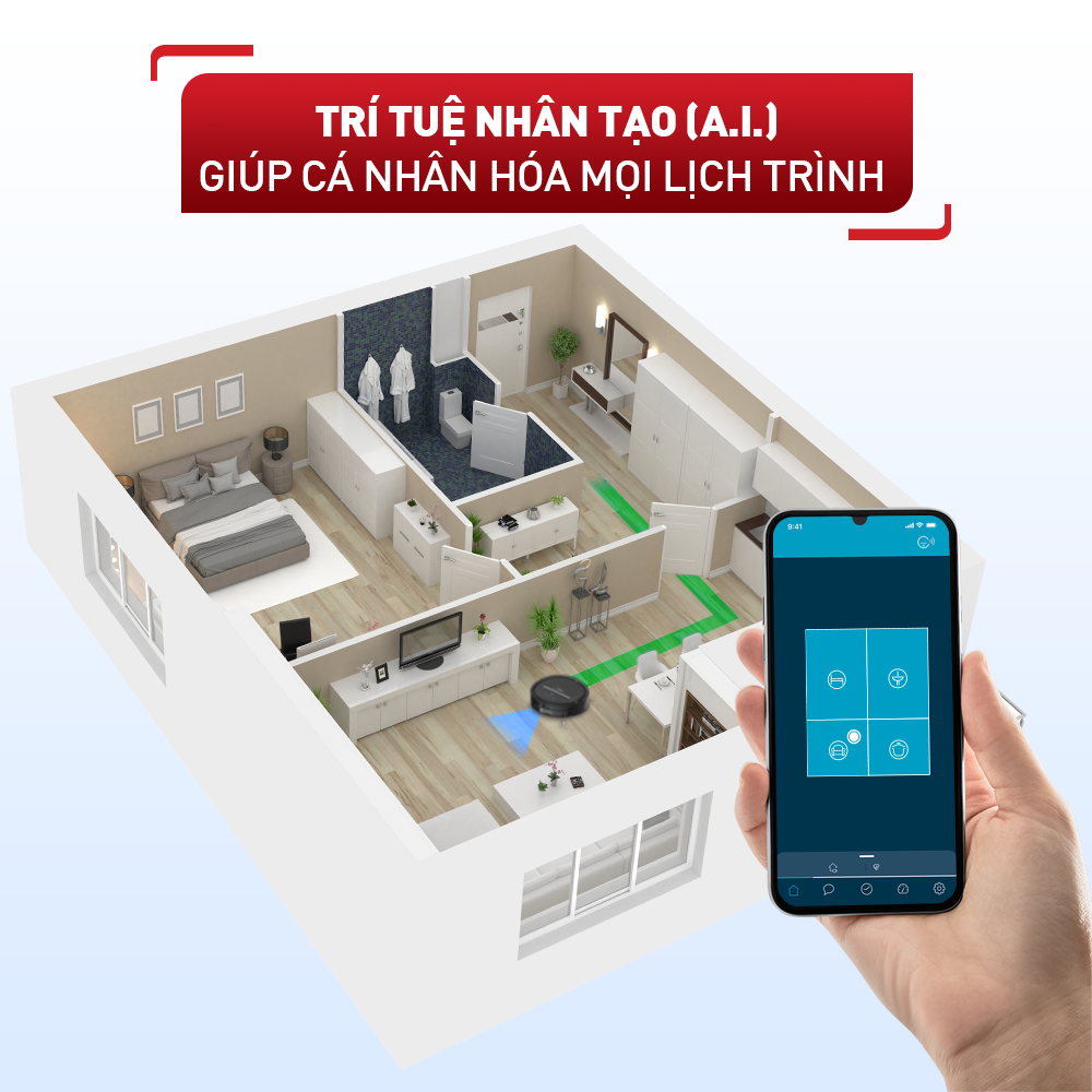 Robot hút bụi lau nhà Tefal RG7865WH - Đen - Hàng chính hãng
