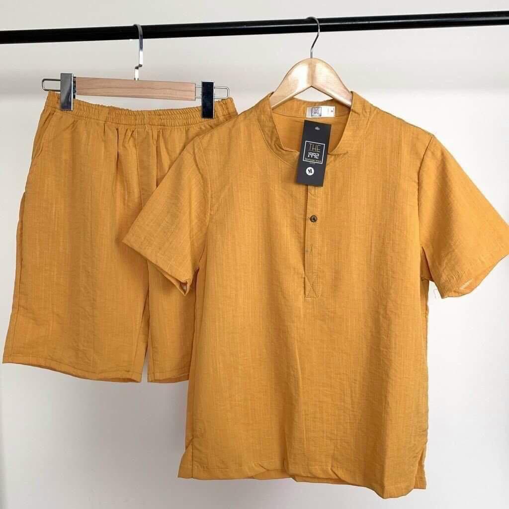 Bộ Quần Áo Nam Cộc Tay Chất Đũi Thái Cổ Tàu From Chuẩn ARU SHOP