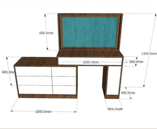 Bàn Trang Điểm Gỗ Thông Minh Ngăn Chứa Rộng Rãi 200x40x136cm Kèm Ghế Đa Năng Tiện Lợi (BTD-03)