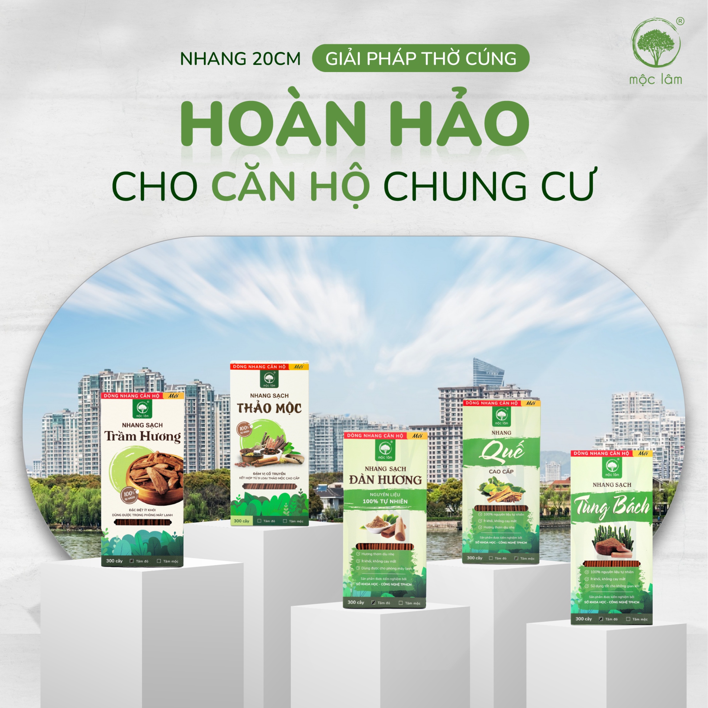 Nhang Thảo Mộc Cao Cấp 20cm 300 cây Mộc Lâm , Nhang Sạch Ít Khói, Hương Dịu Nhẹ Nhang Phòng Máy Lạnh