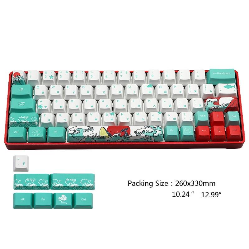 Nga 71 Phím Biển San Hô Ukiyo-e Keycap Nhuộm Thăng Hoa OEM Cơ Keycap Cho GH60 XD64 DZ60 GK61 GK64