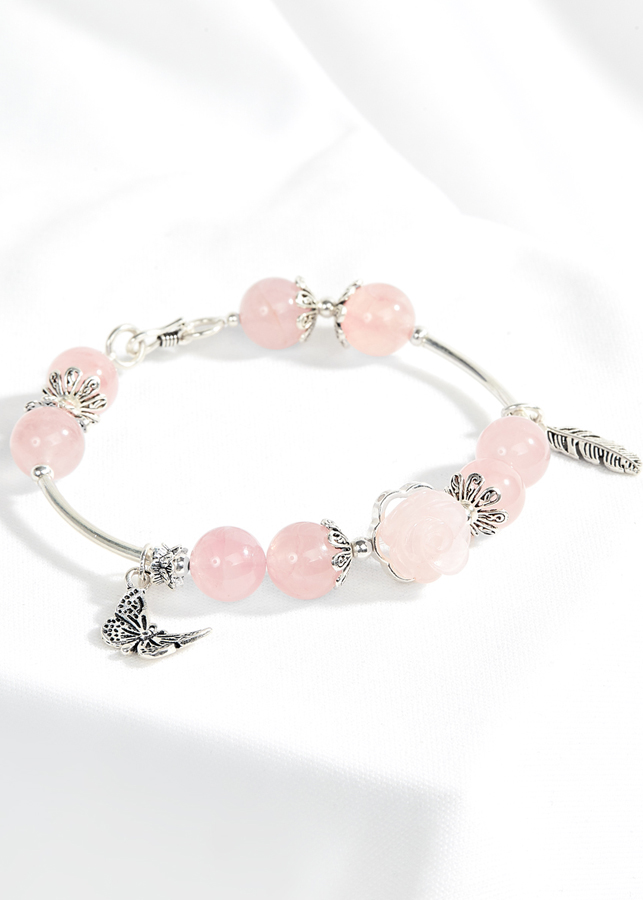 Vòng tay đá thiên nhiên phối chamr hoa mẫu đơn Ngọc Quý Gemstone