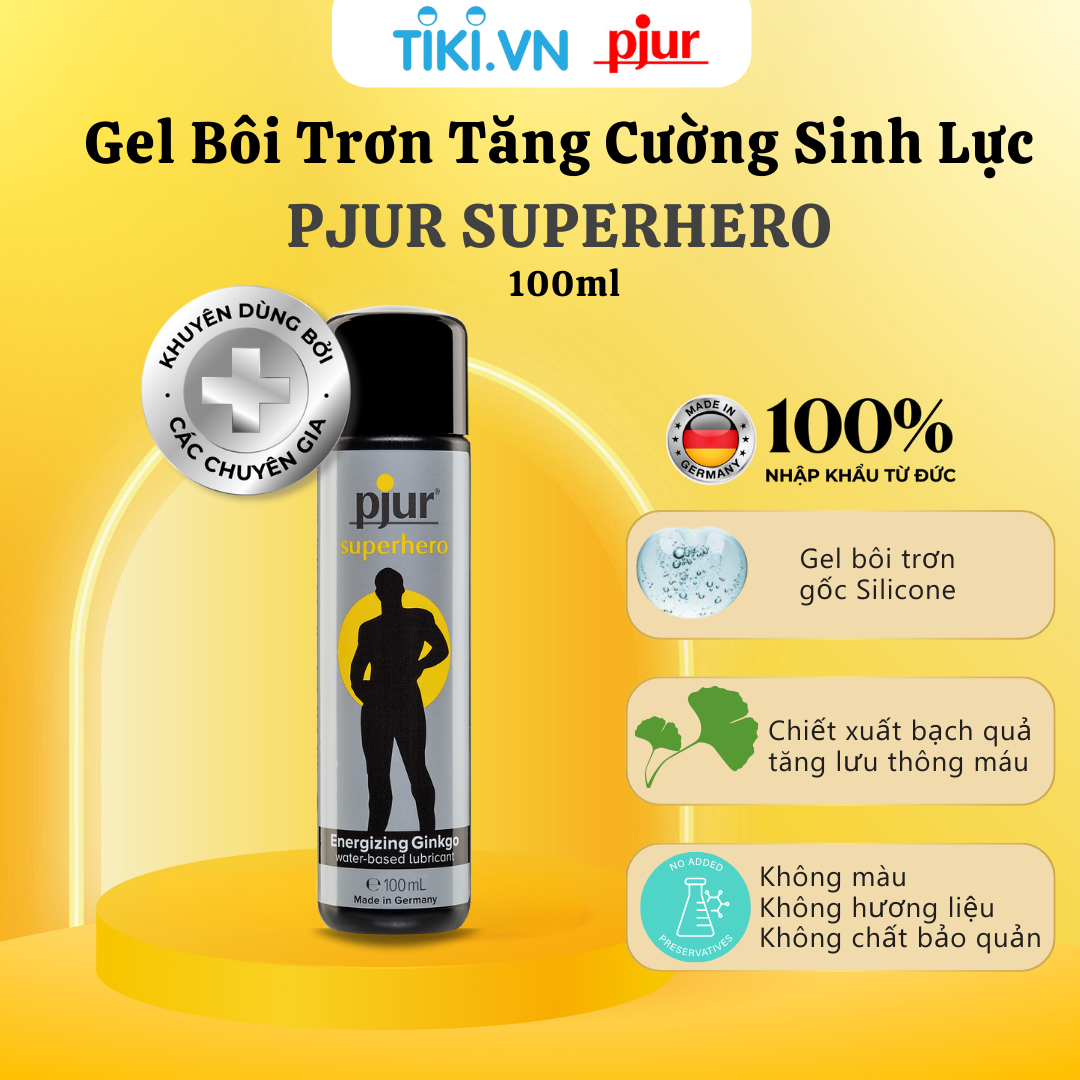 Chất bôi trơn kéo dài chống xuất tinh sớm Pjur Superhero Glide Chai 100ml tăng cường sinh lực dành cho quý ông chiết xuất thiên nhiên an toàn