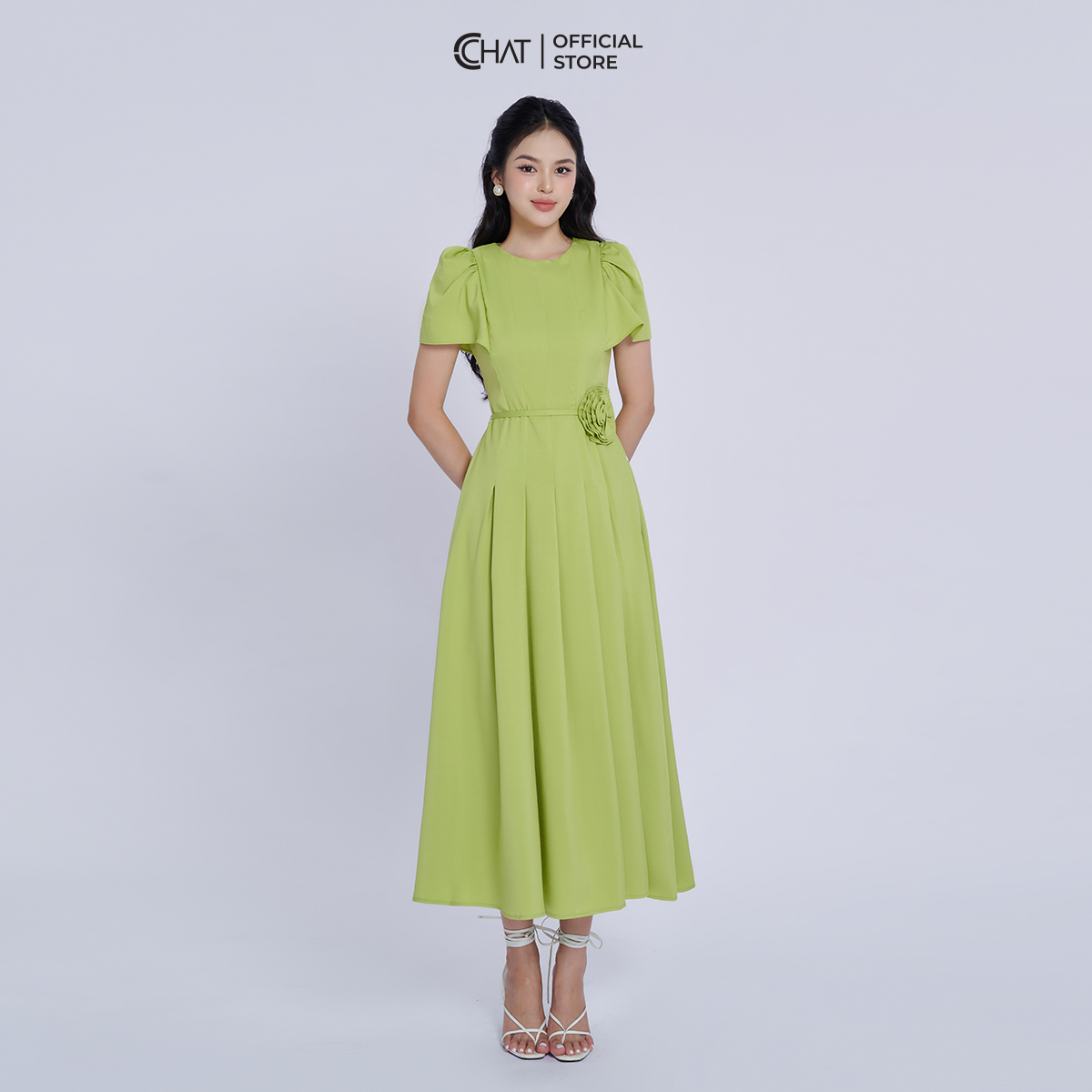 Đầm Nữ  Kiểu Bổ Chiết Bung Xòe Chất Thô Phong Cách Thanh Lịch 13VNT2014XT