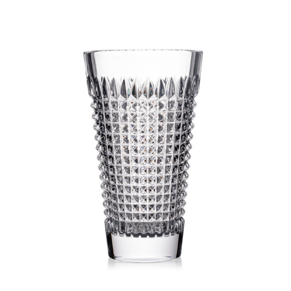 Lọ hoa pha lê Rogaska Diamond 27cm màu trắng Hàng chính hãng