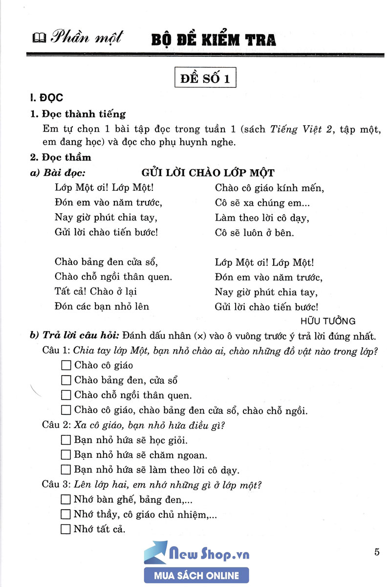 Tuyển Tập Đề Kiểm Tra Tiếng Việt 2 (Theo Chương Trình Giáo Dục Phổ Thông Mới Định Hướng Phát Triển Năng Lực)