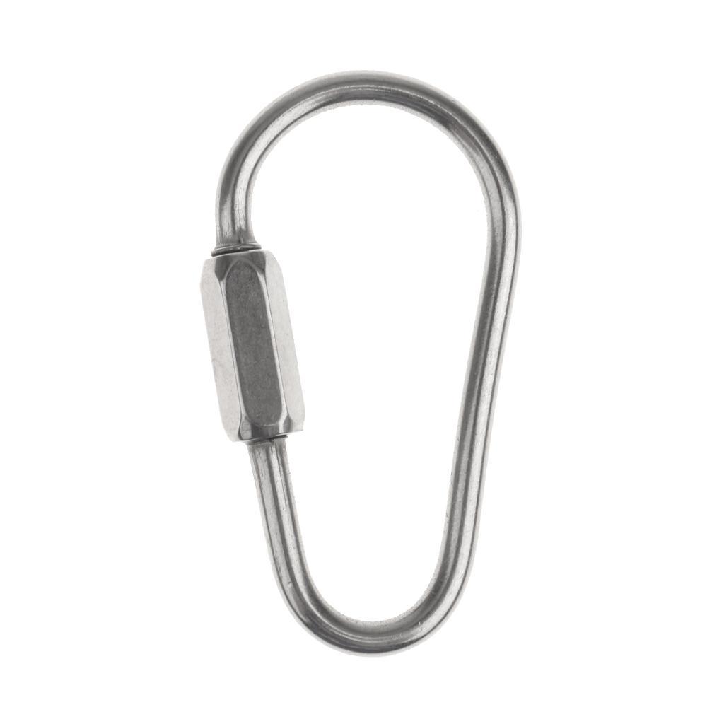 Camping Outdoor Stainless Screw Lock D Carabiner Clip Hook Key Chain 5.2cm