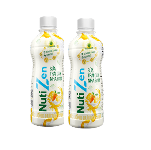 Combo 4 Chai Thức Uống Hương Cam Sữa Trái Cây Nha Đam Nutizen Chai pet 290ml